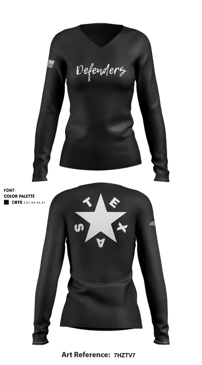 Defenders 91277833 Women's Long Sleeve V-neck Shirt - 1