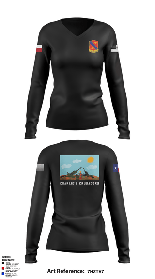 Women's Long Sleeve Vneck Shirt, , National Guard, Teamtime, Team time, sublimation, custom sports apparel, team uniforms, spirit wear, spiritwear, sports uniforms, custom shirts, team store, custom team store, fundraiser sports, apparel fundraiser