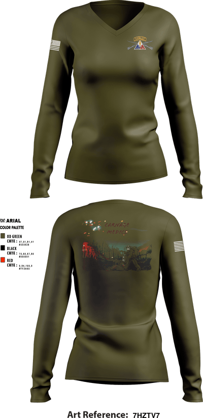 C Co, 2-70th AR, 2 ABCT, 1 ID 35817119 Women's Long Sleeve V-neck Shirt - 1