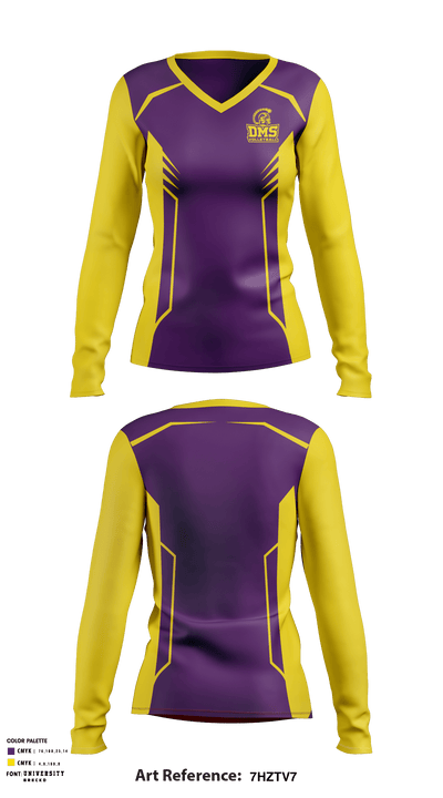DMS Volleyball 58637394 Women's Long Sleeve V-neck Shirt - 1