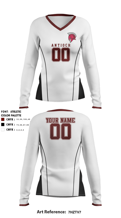 Antioch Middle School Volleyball 9817929 Women's Long Sleeve V-neck Shirt - 3