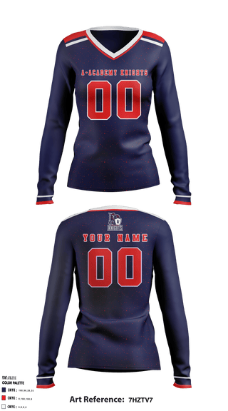 Women's Long Sleeve Vneck Shirt, A Plus Academy Women's Volleyball, Women's Volleyball, Teamtime, Team time, sublimation, custom sports apparel, team uniforms, spirit wear, spiritwear, sports uniforms, custom shirts, team store, custom team store, fundraiser sports, apparel fundraiser