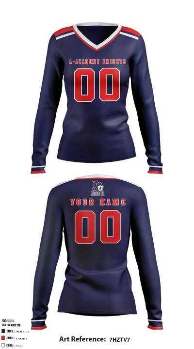 A Plus Academy Women's Volleyball 76998326 Women's Long Sleeve V-neck Shirt - 1