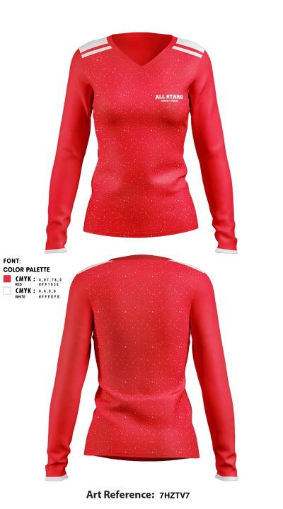 All Stars 5597088 Women's Long Sleeve V-neck Shirt - 1