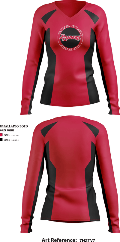 Northwest Florida State College Cheer 66491568 Women's Long Sleeve V-neck Shirt - 1