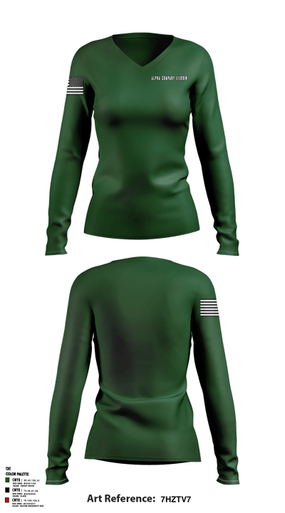 Alpha Company 1/125IN 63126132 Women's Long Sleeve V-neck Shirt - 1