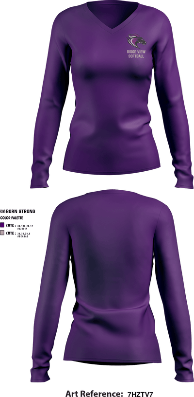 Ridge View High School Softball 65989239 Women's Long Sleeve V-neck Shirt - 1