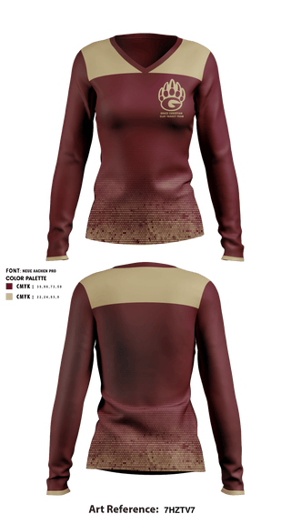 Women's Long Sleeve Vneck Shirt, Grace Christian Clay Target Team, School Spirit Store, Teamtime, Team time, sublimation, custom sports apparel, team uniforms, spirit wear, spiritwear, sports uniforms, custom shirts, team store, custom team store, fundraiser sports, apparel fundraiser