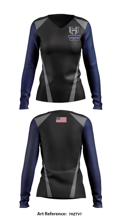 Hendrickson High School 62261568 Women's Long Sleeve V-neck Shirt - 1