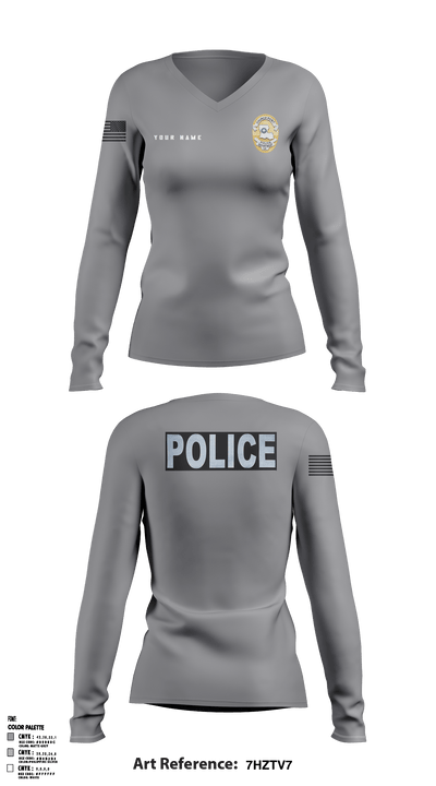 Church Point Police 92600366 Women's Long Sleeve V-neck Shirt - 2
