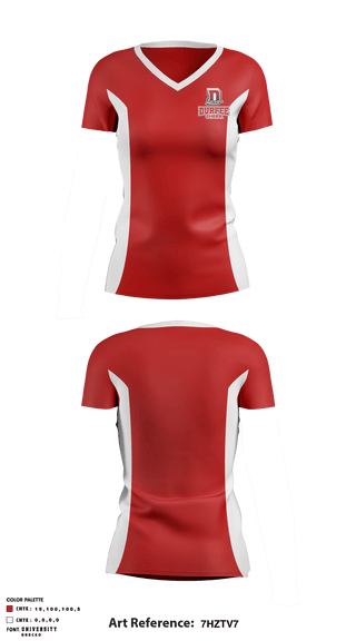 Women's Short Sleeve Vneck Shirt, Durfee High School Cheer, , Teamtime, Team time, sublimation, custom sports apparel, team uniforms, spirit wear, spiritwear, sports uniforms, custom shirts, team store, custom team store, fundraiser sports, apparel fundraiser