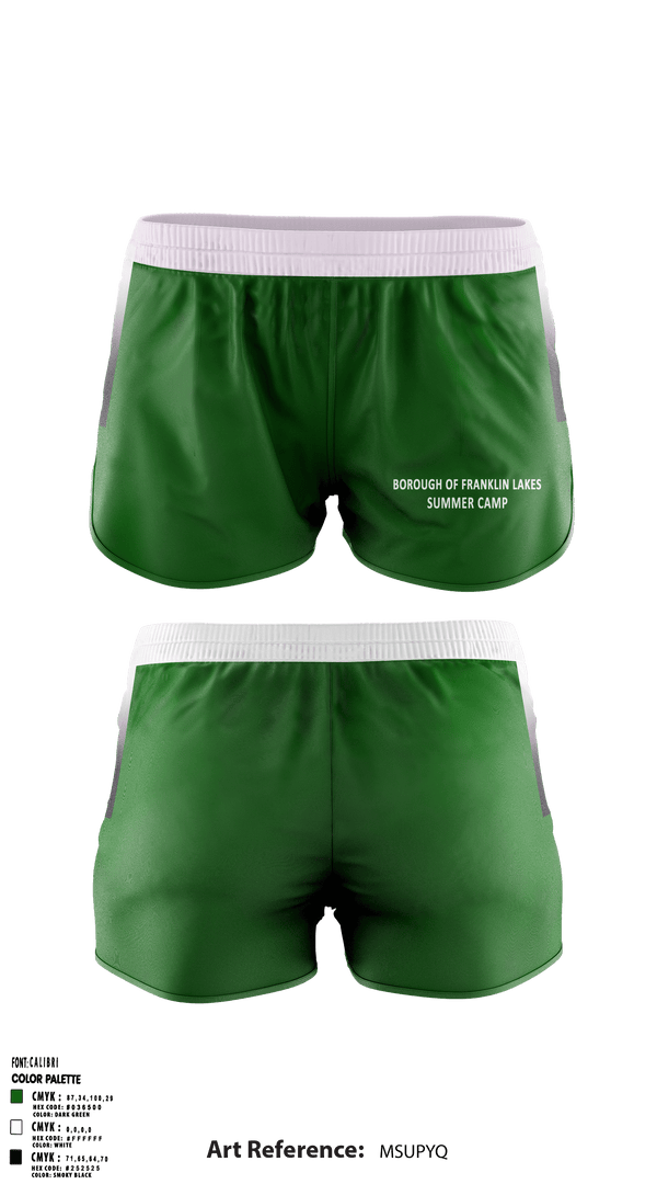 Women's Shorts, Borough Of Franklin Lakes Summer Camp, Spirit Store, Teamtime, Team time, sublimation, custom sports apparel, team uniforms, spirit wear, spiritwear, sports uniforms, custom shirts, team store, custom team store, fundraiser sports, apparel fundraiser