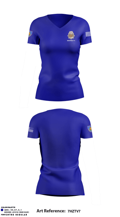 Denver Police District 4 6722574 Women's Short Sleeve V-neck Shirt - 1