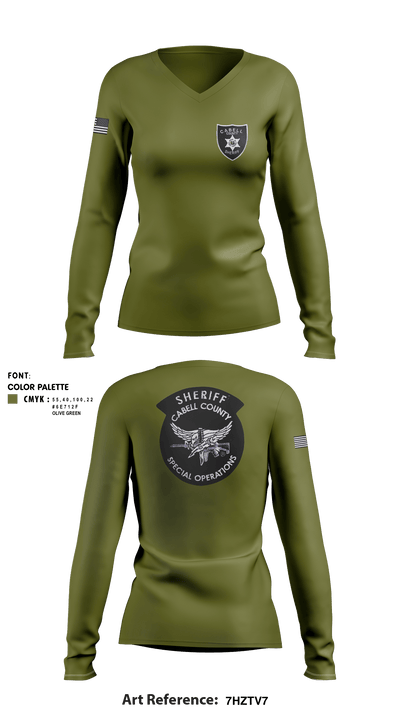 Cabell County Special Operations 13615522 Women's Long Sleeve V-neck Shirt - 2