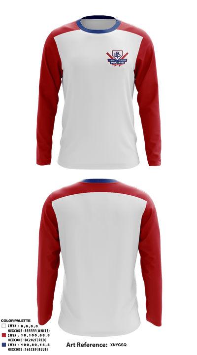 Land Park Pacific Little League 64936932 Long Sleeve Performance Shirt - 1