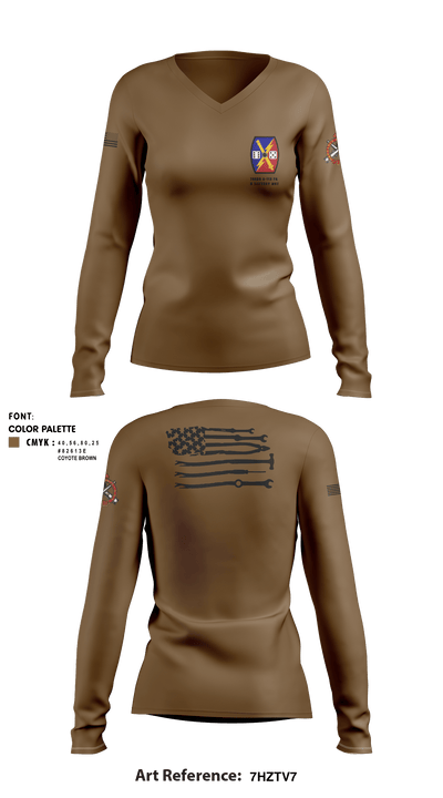 732nd 5-113 FA B Battery MST 32586905 Women's Long Sleeve V-neck Shirt - 3