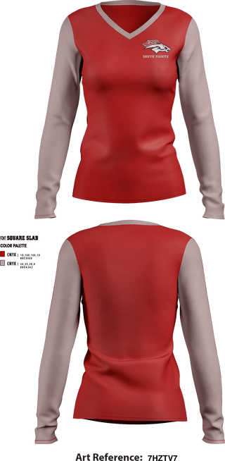 Women's Long Sleeve Vneck Shirt, South Pointe High School, Spirit Store, Teamtime, Team time, sublimation, custom sports apparel, team uniforms, spirit wear, spiritwear, sports uniforms, custom shirts, team store, custom team store, fundraiser sports, apparel fundraiser