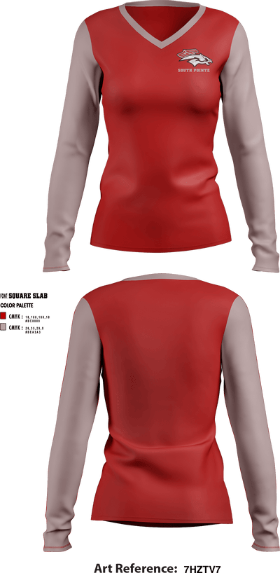 South Pointe High School 65341148 Women's Long Sleeve V-neck Shirt - 2
