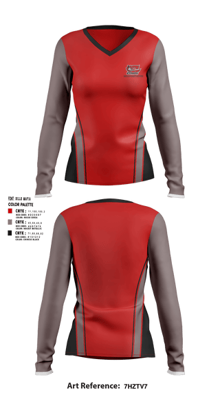 Women's Long Sleeve Vneck Shirt, Combs High School Badminton, Spirit Store, Teamtime, Team time, sublimation, custom sports apparel, team uniforms, spirit wear, spiritwear, sports uniforms, custom shirts, team store, custom team store, fundraiser sports, apparel fundraiser