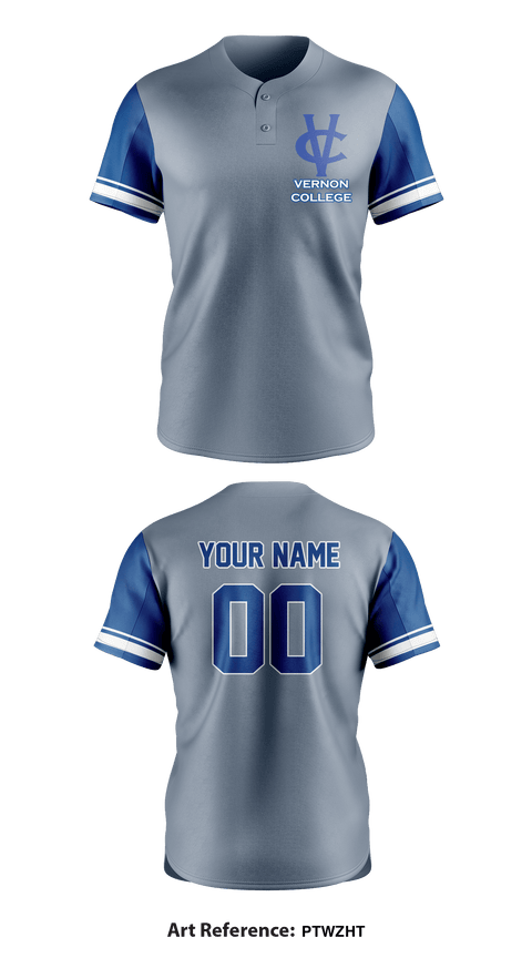 Vernon College 30258658 Two Button Softball Jersey - 1