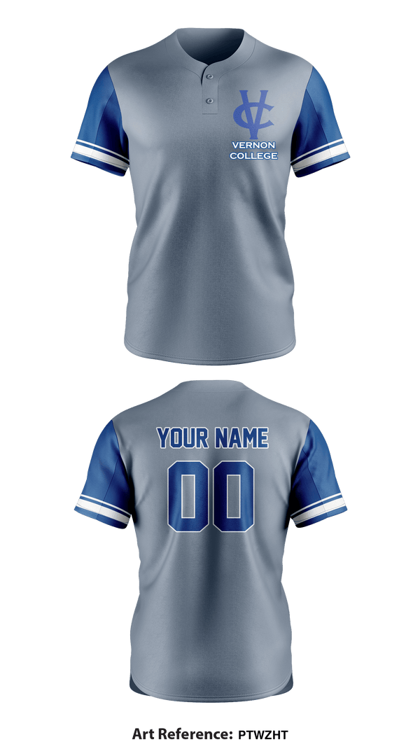 Vernon College 30258658 Two Button Softball Jersey - 1
