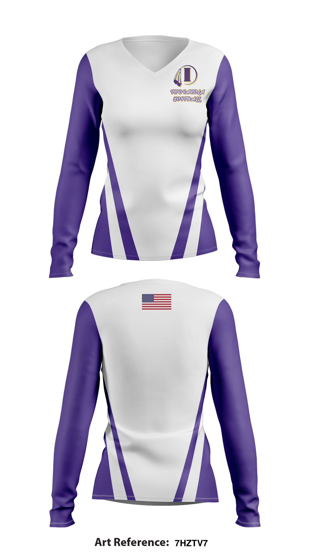 Indianola softball 75994665 Women's Long Sleeve V-neck Shirt - 1