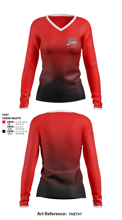 Howe Lions 84035726 Women's Long Sleeve V-neck Shirt - 1