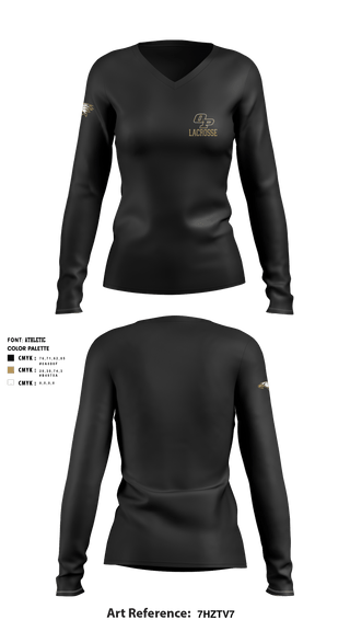 Women's Long Sleeve Vneck Shirt, Oak Park High School Lacrosse, Men's Lacrosse, Teamtime, Team time, sublimation, custom sports apparel, team uniforms, spirit wear, spiritwear, sports uniforms, custom shirts, team store, custom team store, fundraiser sports, apparel fundraiser