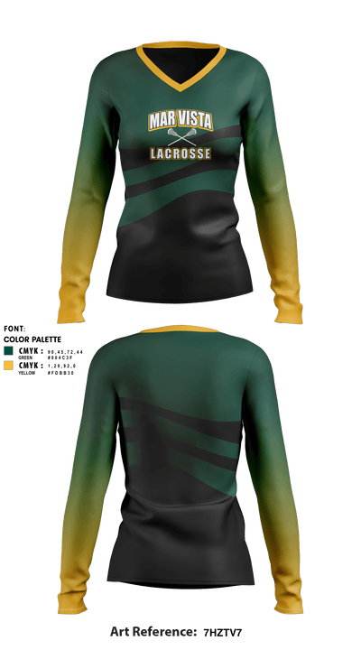 Mar Vista lacrosse 64018254 Women's Long Sleeve V-neck Shirt - 6