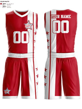 Basketball Uniform, Shooting Star Basketball, Men's Basketball, Teamtime, Team time, sublimation, custom sports apparel, team uniforms, spirit wear, spiritwear, sports uniforms, custom shirts, team store, custom team store, fundraiser sports, apparel fundraiser