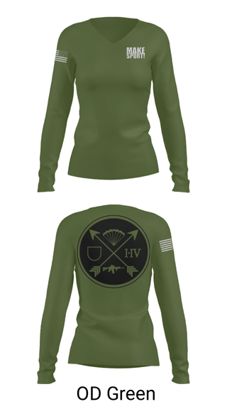 Women's Long Sleeve Vneck Shirt, , Army, Teamtime, Team time, sublimation, custom sports apparel, team uniforms, spirit wear, spiritwear, sports uniforms, custom shirts, team store, custom team store, fundraiser sports, apparel fundraiser