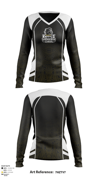 Women's Long Sleeve Vneck Shirt, Eisenhower Middle School Cheer, School Spirit Store, Teamtime, Team time, sublimation, custom sports apparel, team uniforms, spirit wear, spiritwear, sports uniforms, custom shirts, team store, custom team store, fundraiser sports, apparel fundraiser