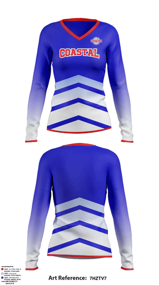 Women's Long Sleeve Vneck Shirt, Coastal Volleyball Club, Women's Volleyball, Teamtime, Team time, sublimation, custom sports apparel, team uniforms, spirit wear, spiritwear, sports uniforms, custom shirts, team store, custom team store, fundraiser sports, apparel fundraiser