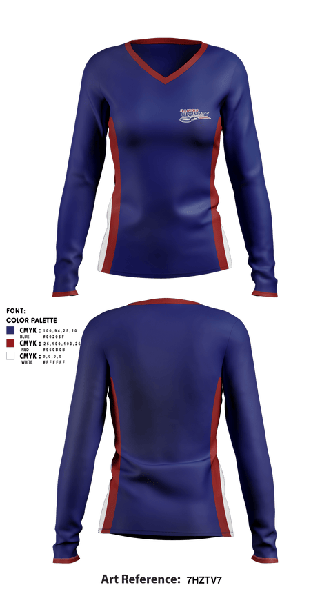 Women's Long Sleeve Vneck Shirt, Illinois Youth Ultimate, Spirit Store, Teamtime, Team time, sublimation, custom sports apparel, team uniforms, spirit wear, spiritwear, sports uniforms, custom shirts, team store, custom team store, fundraiser sports, apparel fundraiser