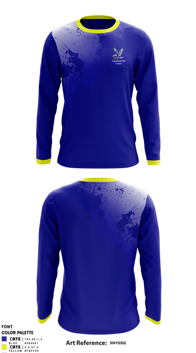 Cleveland Hill High School Tennis 1461357 Long Sleeve Performance Shirt - 1
