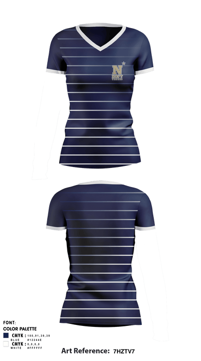 US Naval Academy Women's Tennis 46296376 Women's Short Sleeve V-neck Shirt - 1