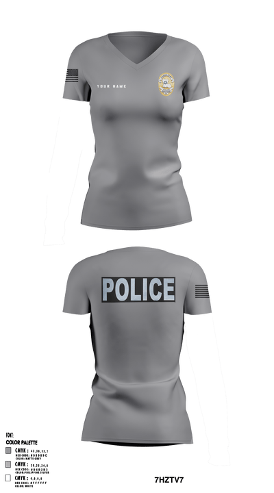 Church Point Police 92600366 Women's Short Sleeve V-neck Shirt - 2