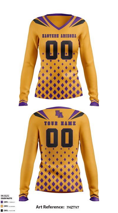 Eastern Arizona College Women's Volleyball 20174234 Women's Long Sleeve V-neck Shirt - 2