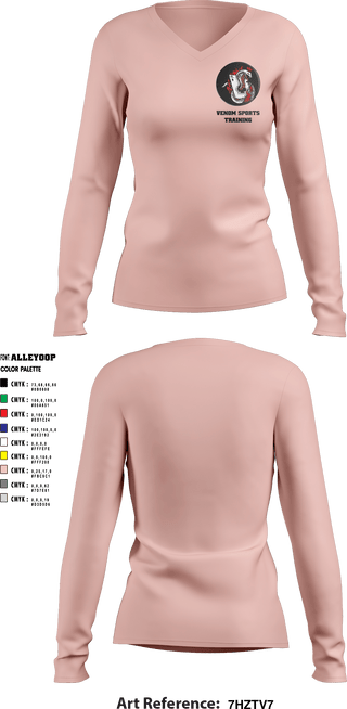 Women's Long Sleeve Vneck Shirt, Venom Sports Training, Men's Basketball, Teamtime, Team time, sublimation, custom sports apparel, team uniforms, spirit wear, spiritwear, sports uniforms, custom shirts, team store, custom team store, fundraiser sports, apparel fundraiser