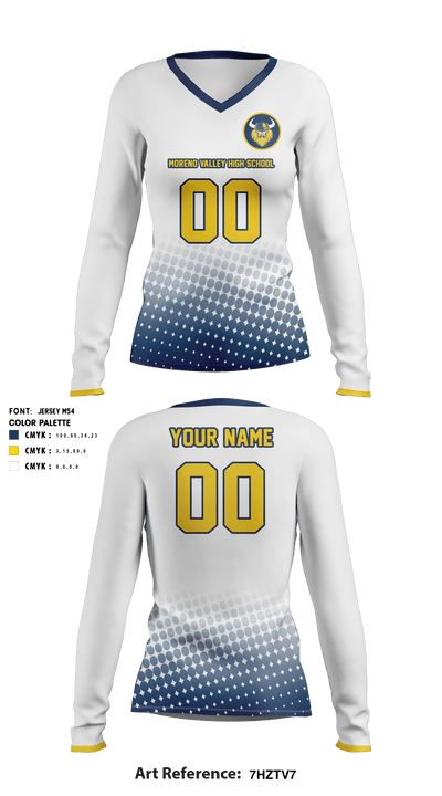 Moreno Valley High School Women's Volleyball 2791707 Women's Long Sleeve V-neck Shirt - 2