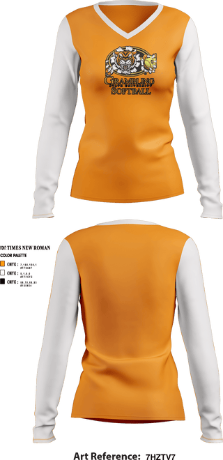 Women's Long Sleeve Vneck Shirt, Grambling State University Softball, Softball, Teamtime, Team time, sublimation, custom sports apparel, team uniforms, spirit wear, spiritwear, sports uniforms, custom shirts, team store, custom team store, fundraiser sports, apparel fundraiser