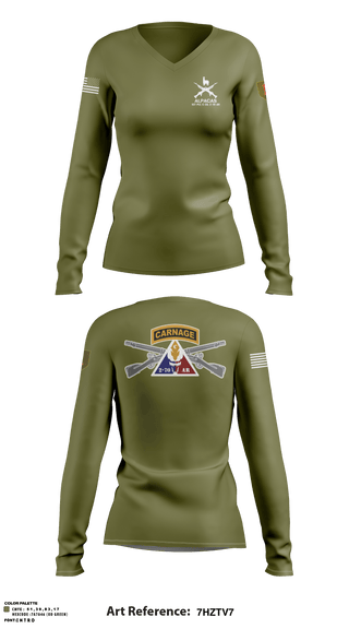 Women's Long Sleeve Vneck Shirt, , Army, Teamtime, Team time, sublimation, custom sports apparel, team uniforms, spirit wear, spiritwear, sports uniforms, custom shirts, team store, custom team store, fundraiser sports, apparel fundraiser