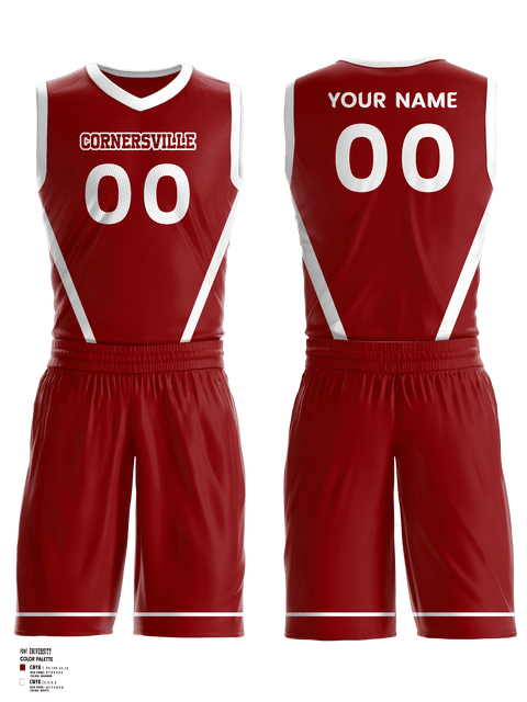 Basketball Uniform, Cornersville High School Basketball, Men's Basketball, Teamtime, Team time, sublimation, custom sports apparel, team uniforms, spirit wear, spiritwear, sports uniforms, custom shirts, team store, custom team store, fundraiser sports, apparel fundraiser