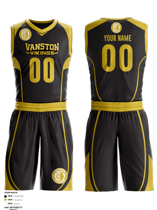 Basketball Uniform, Vanston Middle School Basketball, Men's Basketball, Teamtime, Team time, sublimation, custom sports apparel, team uniforms, spirit wear, spiritwear, sports uniforms, custom shirts, team store, custom team store, fundraiser sports, apparel fundraiser