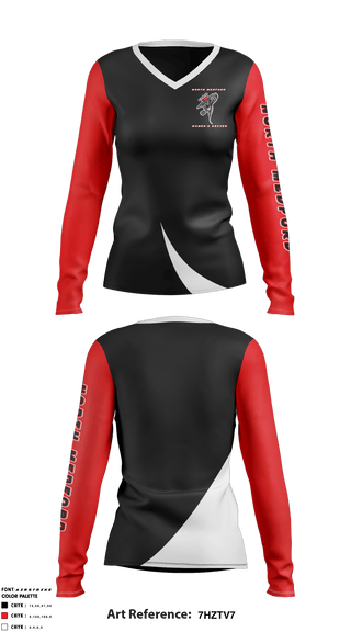 Women's Long Sleeve Vneck Shirt, North Medford Soccer, Women's Soccer, Teamtime, Team time, sublimation, custom sports apparel, team uniforms, spirit wear, spiritwear, sports uniforms, custom shirts, team store, custom team store, fundraiser sports, apparel fundraiser