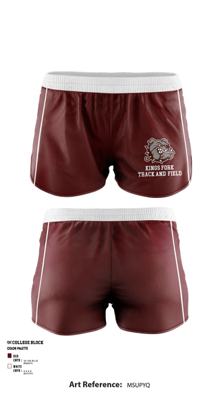Women's Shorts, Kings Fork High School Track, Track & Field, Teamtime, Team time, sublimation, custom sports apparel, team uniforms, spirit wear, spiritwear, sports uniforms, custom shirts, team store, custom team store, fundraiser sports, apparel fundraiser