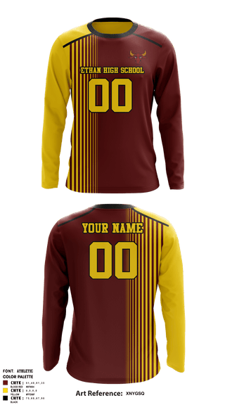 Long Sleeve Performance Shirt, Ethan High School Volleyball, Men's Volleyball, Teamtime, Team time, sublimation, custom sports apparel, team uniforms, spirit wear, spiritwear, sports uniforms, custom shirts, team store, custom team store, fundraiser sports, apparel fundraiser