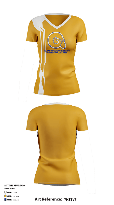 Albany State University Women's Volleyball 18785710 Women's Short Sleeve V-neck Shirt - 2