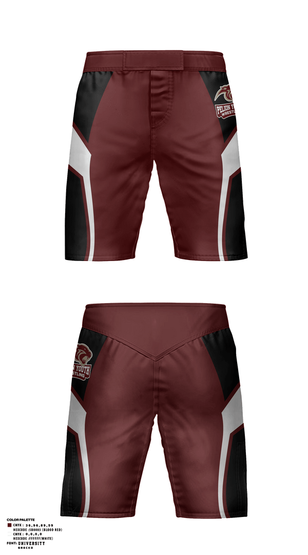 Fight Shorts, Pelion Youth Wrestling, Wrestling, Teamtime, Team time, sublimation, custom sports apparel, team uniforms, spirit wear, spiritwear, sports uniforms, custom shirts, team store, custom team store, fundraiser sports, apparel fundraiser