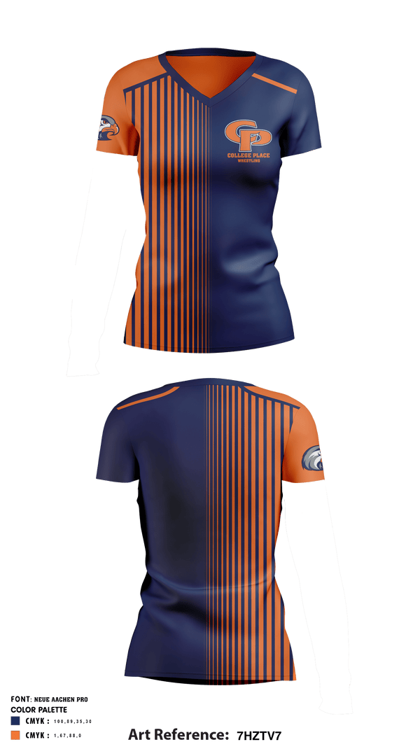 Women's Short Sleeve Vneck Shirt, College Place High School Wrestling, Wrestling, Teamtime, Team time, sublimation, custom sports apparel, team uniforms, spirit wear, spiritwear, sports uniforms, custom shirts, team store, custom team store, fundraiser sports, apparel fundraiser